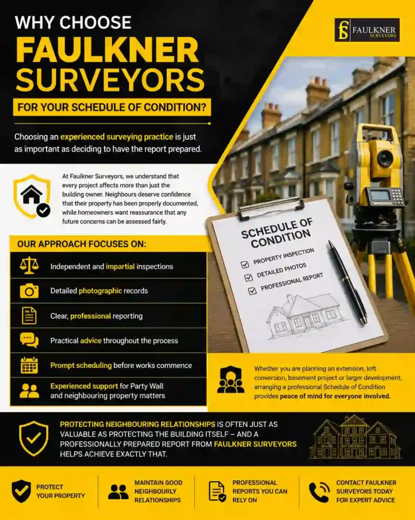 Schedule of Condition: What It Is and Why It Protects Both Neighbours 3 Why Choose Faulkner Surveyors for Your Schedule of Condition Farnham?